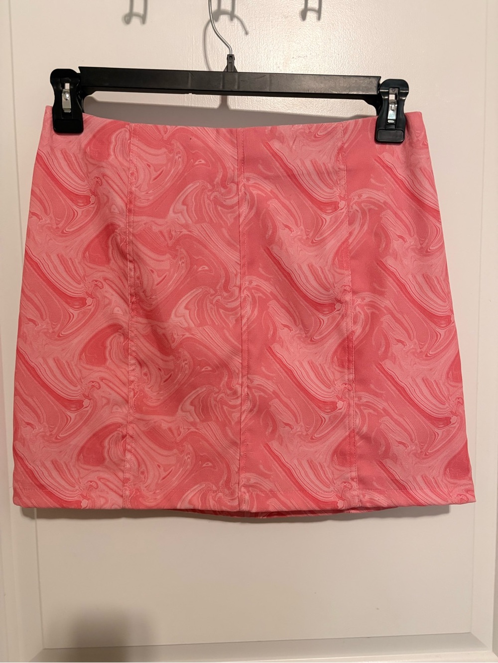 Pink Marble-Print Mini Skirt